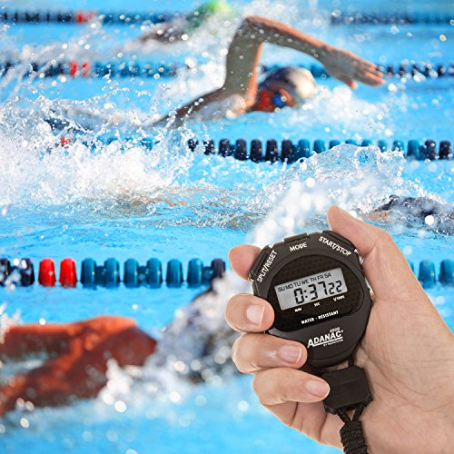MARATHON ST083009 Adanac 4000 Digital Stopwatch Timer with Extra Large Display and Buttons, Water Resistant, Two Year Warranty - Black