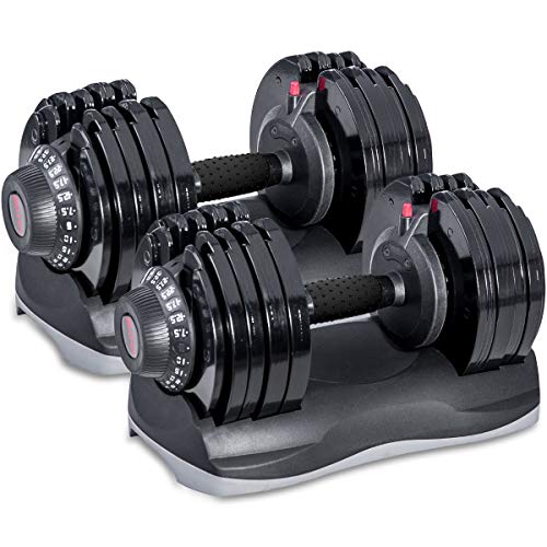 Merax Deluxe 71.5 Pounds Adjustable Dial Dumbbell (Pair with Stand Set)