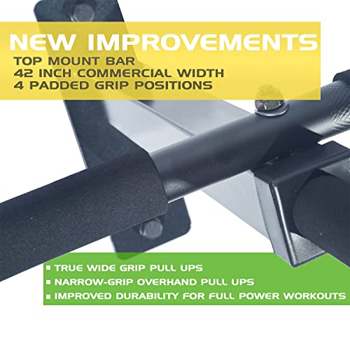 Ultimate Body Press Wall Mount Pull Up Bar with 4 Grip Positions and Upgraded Design for 2019