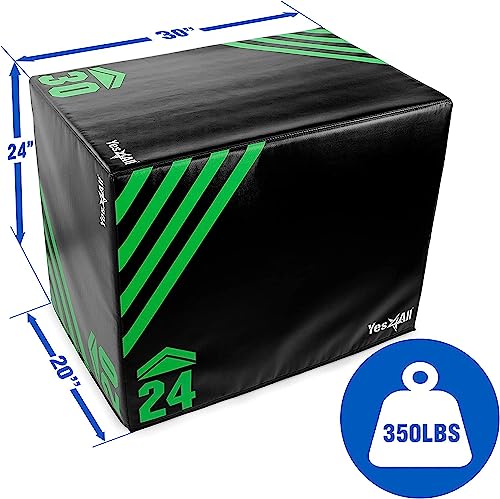 Yes4All Foam Plyo Box/Plyometric Box Platform for Crossfit, Jump Training & Conditioning  Plyo Jump Box/Soft Plyo Box 3 in 1 (20/24/30)