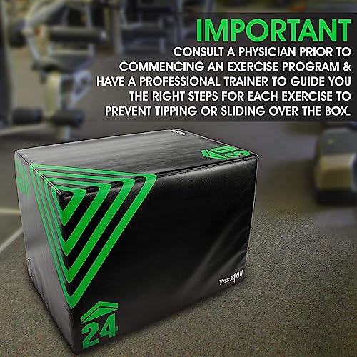 Yes4All Foam Plyo Box/Plyometric Box Platform for Crossfit, Jump Training & Conditioning  Plyo Jump Box/Soft Plyo Box 3 in 1 (20/24/30)