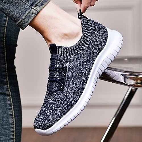 TIOSEBON Women's Lightweight Casual Walking Athletic Shoes Breathable Running Slip-On Sneakers for Jogging Workout 8.5 US Navy