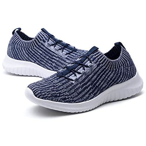 TIOSEBON Women's Lightweight Casual Walking Athletic Shoes Breathable Running Slip-On Sneakers for Jogging Workout 8.5 US Navy