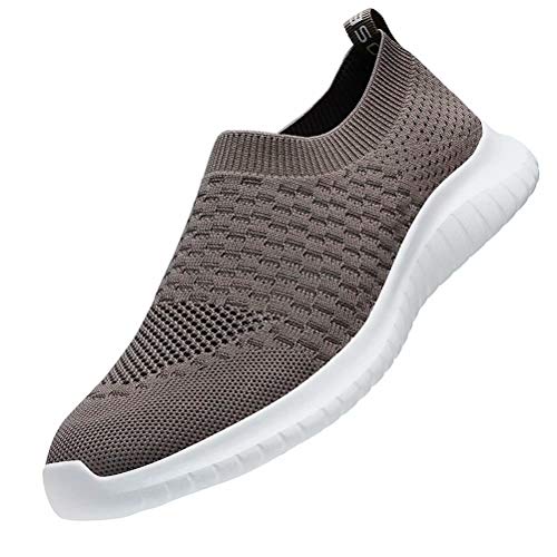 konhill Women's Walking Tennis Shoes - Lightweight Athletic Casual Gym Slip on Sneakers 13 US Brown
