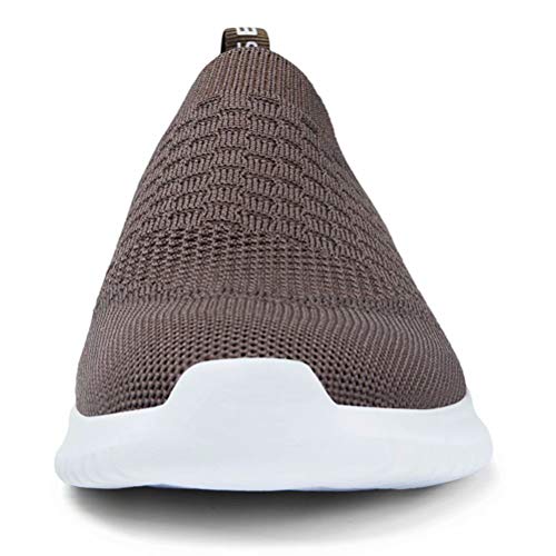 konhill Women's Walking Tennis Shoes - Lightweight Athletic Casual Gym Slip on Sneakers 13 US Brown