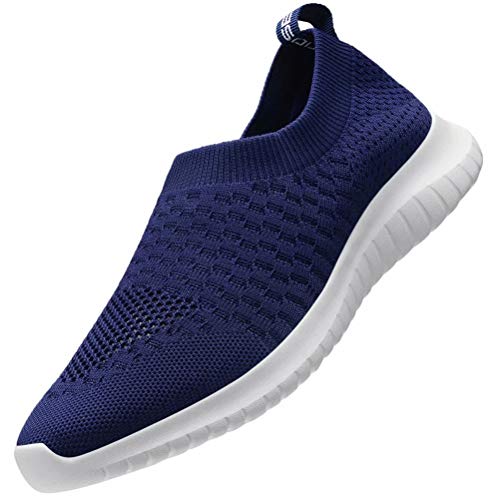 konhill Women's Walking Tennis Shoes - Lightweight Athletic Casual Gym Slip on Sneakers 13 US Navy
