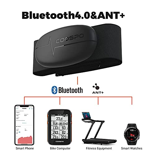 CooSpo Fitness Tracker Ant+ Heart Rate Monitor Chest Strap IP67 Waterproof with Bluetooth for Wahoo Strava Zwift DDP Yoga Map My Ride Peloton Bike