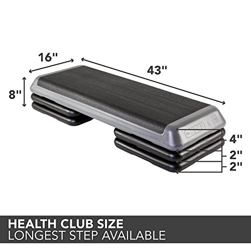 The Step Original Aerobic Platform for Total Body Fitness - Health Club Size with Platform and Original Black Risers