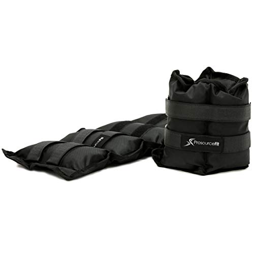 Prosource Fit Ankle Wrist Weights Set of 2, Adjustable Comfort Fit, 5 lb for Women, and Men, Black