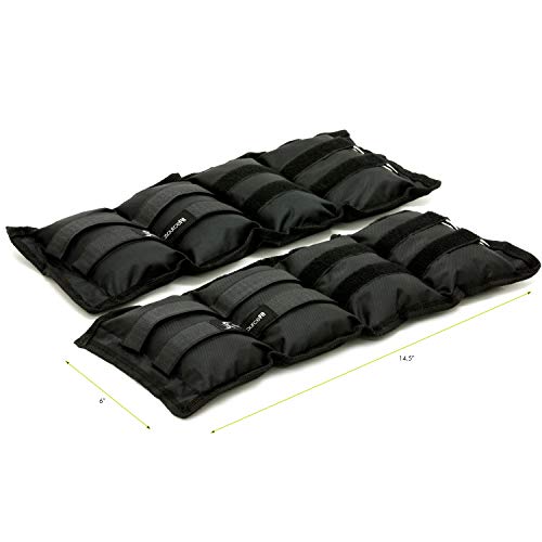 Prosource Fit Ankle Wrist Weights Set of 2, Adjustable Comfort Fit, 5 lb for Women, and Men, Black