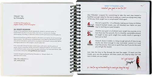 Fitlosophy Fitbook Lite 6-Week Fitness Weight Loss Food Journal and Meal Planner, 6.2" W x 5.8" L