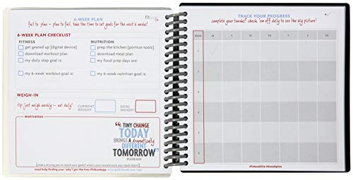 Fitlosophy Fitbook Lite 6-Week Fitness Weight Loss Food Journal and Meal Planner, 6.2" W x 5.8" L