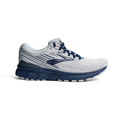 Brooks Mens Adrenaline GTS 19 Running Shoe - White/Grey/Navy - D - 12.0