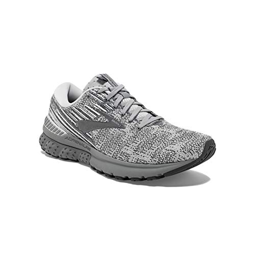 Brooks Mens Adrenaline GTS 19 Running Shoe - Grey/White/Ebony - D - 12.0