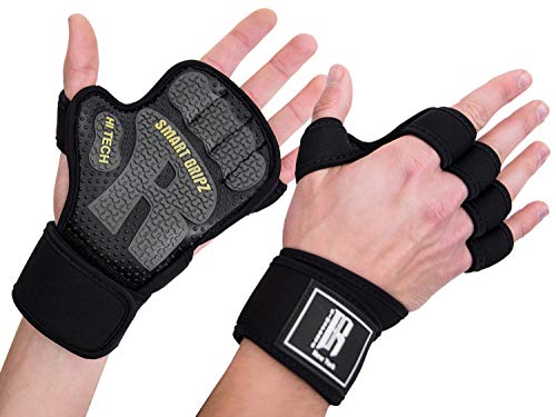 Weight Lifting Gloves for Women & Men - Barehand Gloves with Neoprene Wrist Wraps -Workout Gloves with Anti-Slip Rubber Palm -Gym Gloves for Lifting, Rowing & Cross Training Fitness (Black/Yellow, S)