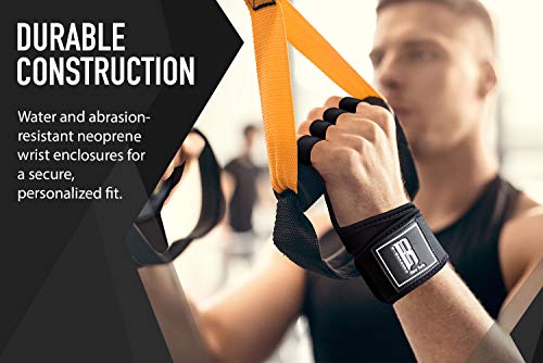 Weight Lifting Gloves for Women & Men - Barehand Gloves with Neoprene Wrist Wraps -Workout Gloves with Anti-Slip Rubber Palm -Gym Gloves for Lifting, Rowing & Cross Training Fitness (Black/Yellow, S)
