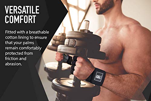 Weight Lifting Gloves for Women & Men - Barehand Gloves with Neoprene Wrist Wraps -Workout Gloves with Anti-Slip Rubber Palm -Gym Gloves for Lifting, Rowing & Cross Training Fitness (Black/Yellow, S)