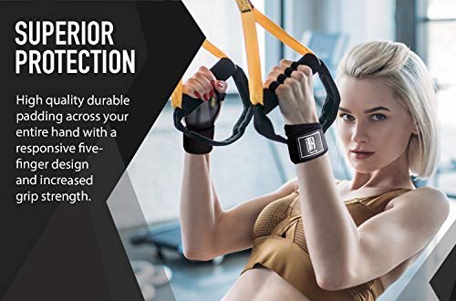 Weight Lifting Gloves for Women & Men - Barehand Gloves with Neoprene Wrist Wraps -Workout Gloves with Anti-Slip Rubber Palm -Gym Gloves for Lifting, Rowing & Cross Training Fitness (Black/Yellow, S)