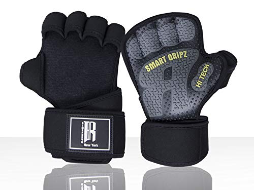 Weight Lifting Gloves for Women & Men - Barehand Gloves with Neoprene Wrist Wraps -Workout Gloves with Anti-Slip Rubber Palm -Gym Gloves for Lifting, Rowing & Cross Training Fitness (Black/Yellow, S)