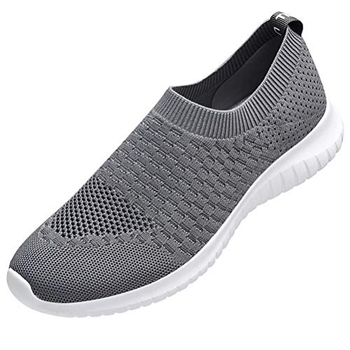 konhill Women's Walking Tennis Shoes - Lightweight Athletic Casual Gym Slip on Sneakers 6.5 US Dark Grey