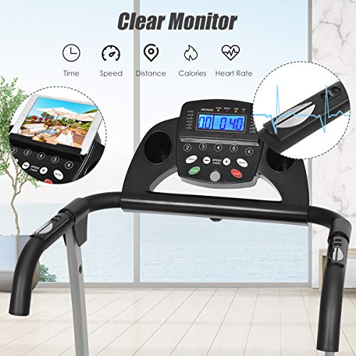 GOPLUS Folding Treadmill Electric Motorized Power Fitness Running Machine with LED Display and Mobile Phone Holder Perfect for Home Use