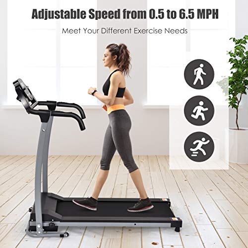 GOPLUS Folding Treadmill Electric Motorized Power Fitness Running Machine with LED Display and Mobile Phone Holder Perfect for Home Use