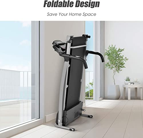 GOPLUS Folding Treadmill Electric Motorized Power Fitness Running Machine with LED Display and Mobile Phone Holder Perfect for Home Use