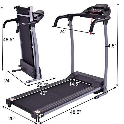 GOPLUS Folding Treadmill Electric Motorized Power Fitness Running Machine with LED Display and Mobile Phone Holder Perfect for Home Use