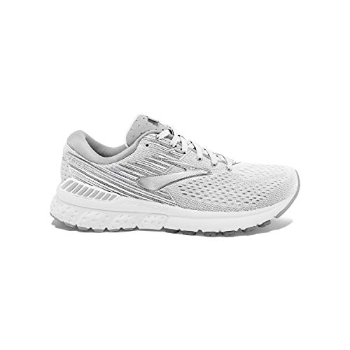 Brooks Womens Adrenaline GTS 19 Running Shoe - White/White/Grey - D - 11.5