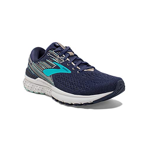 Brooks Womens Adrenaline GTS 19 Running Shoe - Navy/Aqua/Tan - D - 11.5