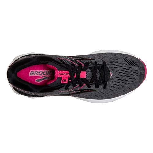 Brooks Womens Adrenaline GTS 19 Running Shoe - Black/Ebony/Pink - B - 10.5