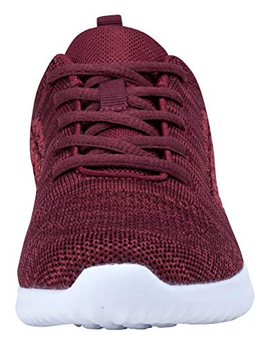 YILAN Women's Fashion Sneakers Breathable Sport Shoes (11 B(M) US, Dark Red-5)