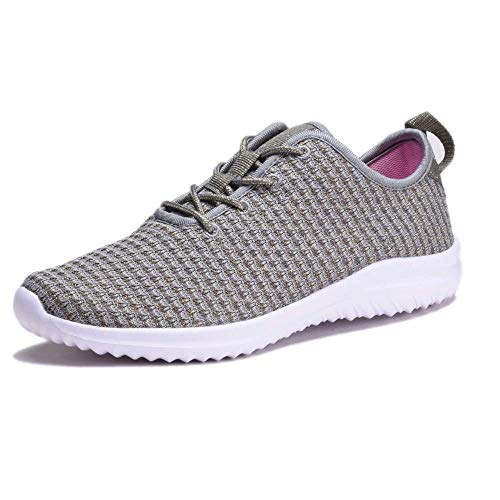 YILAN Women's Fashion Sneakers Breathable Sport Shoes (8, Grey)