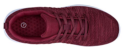 YILAN Women's Fashion Sneakers Breathable Sport Shoes (11 B(M) US, Dark Red-5)