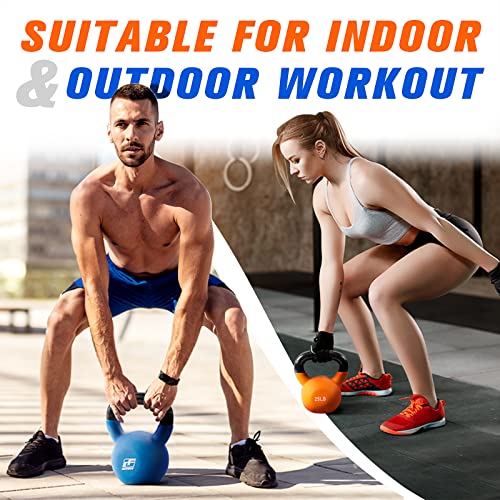 RitFit Neoprene Coated Solid Cast Iron Kettlebell - Great for Full Body Workout, Cross-Training, Weight Loss & Strength Training (5/10/15/20/25/30/35/40/45/50 LB) (40LB(Cyan))