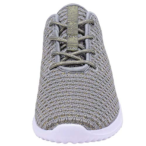 YILAN Women's Fashion Sneakers Breathable Sport Shoes (8, Grey)