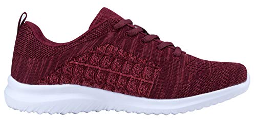 YILAN Women's Fashion Sneakers Breathable Sport Shoes (11 B(M) US, Dark Red-5)