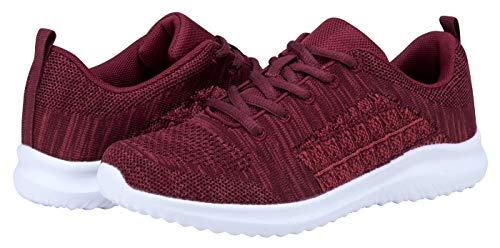YILAN Women's Fashion Sneakers Breathable Sport Shoes (11 B(M) US, Dark Red-5)