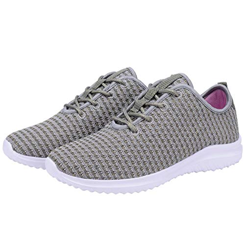 YILAN Women's Fashion Sneakers Breathable Sport Shoes (8, Grey)