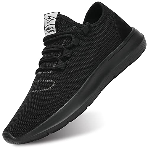 KEEZMZ Men's Running Shoes Fashion Breathable Sneakers Mesh Soft Sole Casual Athletic Lightweight All Black-46