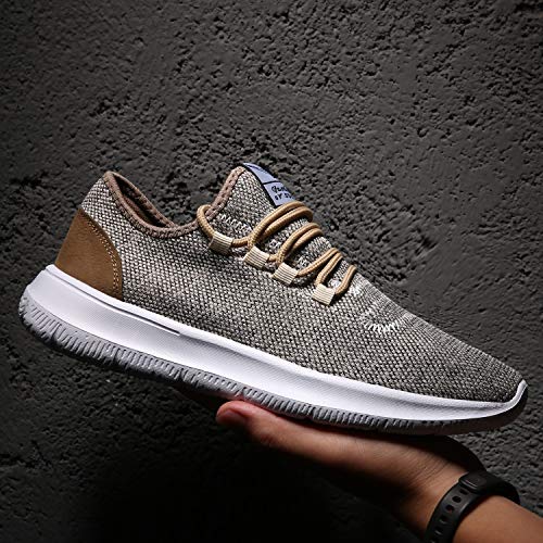 KEEZMZ Men's Running Shoes Fashion Breathable Sneakers Mesh Soft Sole Casual Athletic Lightweight (12, Beige)