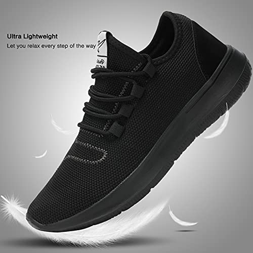 KEEZMZ Men's Running Shoes Fashion Breathable Sneakers Mesh Soft Sole Casual Athletic Lightweight All Black-46