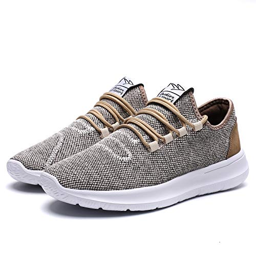 KEEZMZ Men's Running Shoes Fashion Breathable Sneakers Mesh Soft Sole Casual Athletic Lightweight (9.5, Beige)