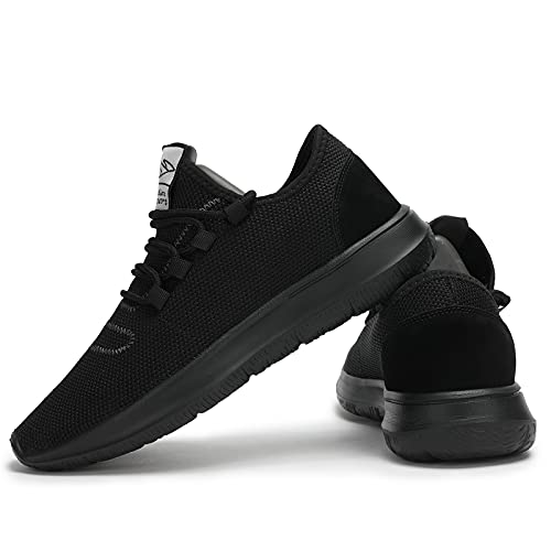 KEEZMZ Men's Running Shoes Fashion Breathable Sneakers Mesh Soft Sole Casual Athletic Lightweight All Black-46
