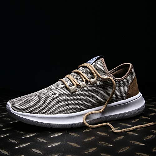 KEEZMZ Men's Running Shoes Fashion Breathable Sneakers Mesh Soft Sole Casual Athletic Lightweight (9.5, Beige)