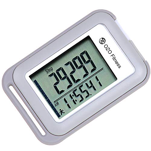 OZO Fitness SC 3D Digital Pedometer for Walking. Track Steps and Miles and Calories. Clip on Step Counter for Men, Women & Kids (Gray)