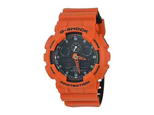Casio G-Shock Men's G-Shock Stainless Steel Quartz Sport Watch with Silicone Strap, Orange, 29.4 (Model: GA100L-4A)