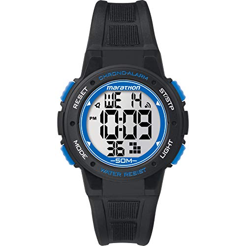 Marathon by Timex Unisex TW5K84800 Digital Mid-Size Black/Blue Resin Strap Watch