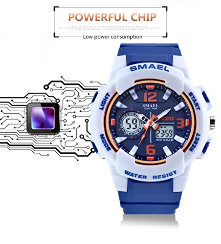 SMAEL Women's Sport Wrist Watch Quartz Dual Movement with Analog-Digital Display Watches for Women (Blue)