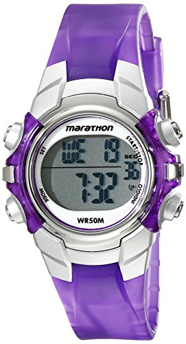 Marathon by Timex Unisex T5K816 Digital Mid-Size Purple/Silver-Tone Resin Strap Watch